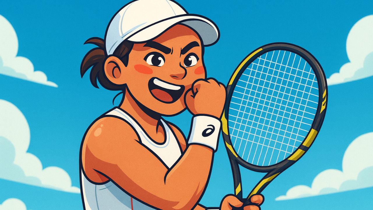 Ekspresi Janice Tjen Saat Juara